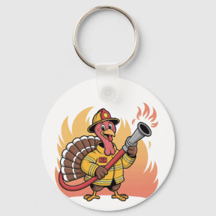 Thanksgiving Firefighter Turkey First Fire Rescue Key Ring