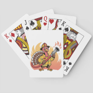 Thanksgiving Firefighter Turkey First Fire Rescue Playing Cards