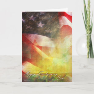 Thanksgiving Flag-Military Thanksgiving-Son Holiday Card