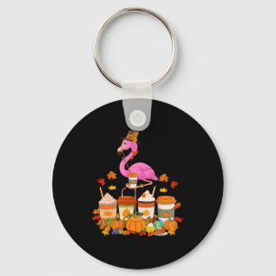 Thanksgiving Flamingo Wearing Hat Fall Coffee Cups Key Ring