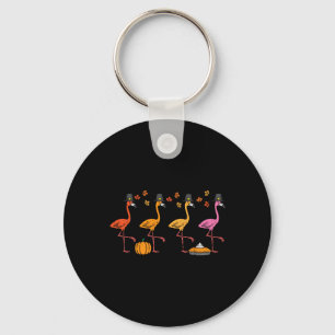 Thanksgiving Flamingos Funny Fall Autumn Bird Men Key Ring