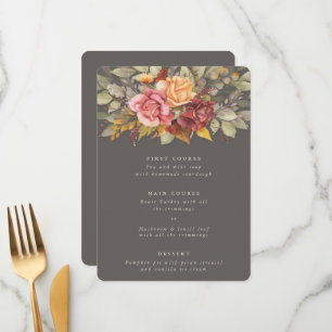 Thanksgiving Floral Border Flat 3 Course Menu