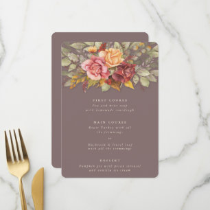 Thanksgiving Floral Border Flat 3 Course Menu