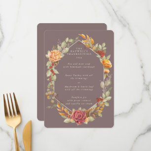 Thanksgiving Floral Frame Flat 3 Course Menu