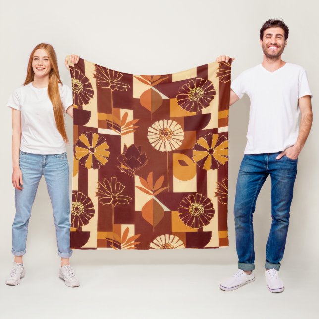 Thanksgiving Floral Harvest Pattern Fleece Blanket (In Situ)