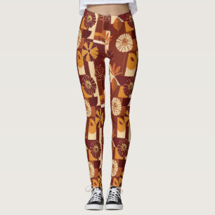 Thanksgiving Floral Harvest Pattern Leggings