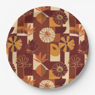 Thanksgiving Floral Harvest Pattern Paper Plate