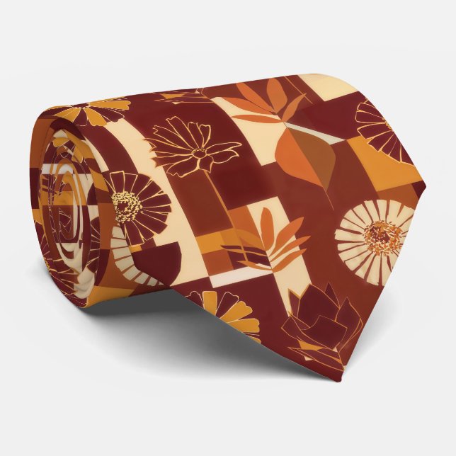 Thanksgiving Floral Harvest Pattern Tie (Rolled)