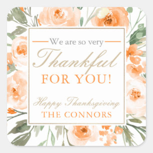 Thanksgiving Floral Thank You Sticker Gift Tags