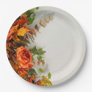 Thanksgiving Florals Paper Plate