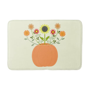 Thanksgiving Flowers in Pumpkin Bath Mat