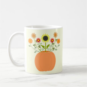 Thanksgiving Flowers in Pumpkin Coffee Mug
