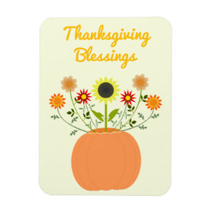 Thanksgiving Flowers in Pumpkin Custom Magnet