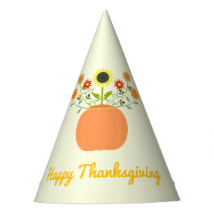 Thanksgiving Flowers in Pumpkin Custom Party Hat