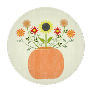 Thanksgiving Flowers in Pumpkin Cutting Board