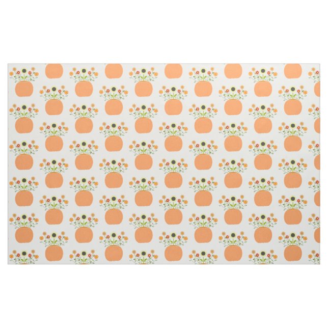 Thanksgiving Flowers in Pumpkin Patterned Fabric (Fat Quarter)