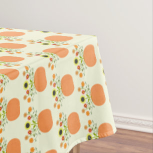 Thanksgiving Flowers in Pumpkin Patterned Tablecloth