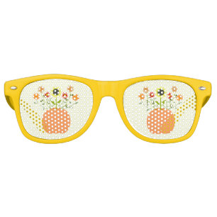 Thanksgiving Flowers in Pumpkin Retro Sunglasses