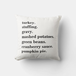Thanksgiving Food Dinner List Personalised Autumn Cushion