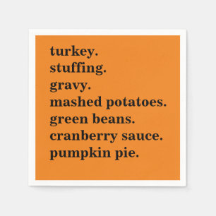 Thanksgiving Food Dinner List Personalised Napkin
