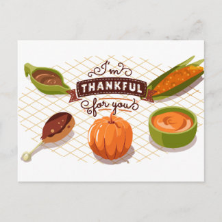 Thanksgiving foods postcard