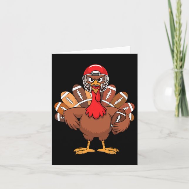 Thanksgiving Football Cool Football Turkey For Men Card (Front)