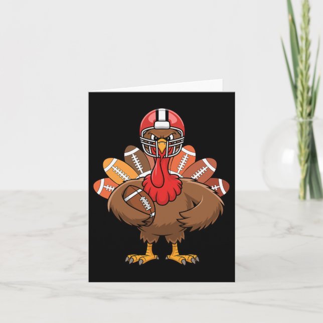 Thanksgiving Football Cool Football Turkey For Men Card (Front)