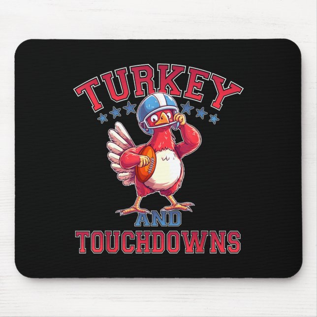 Thanksgiving Football Turkey &amp; Touchdowns Game Mouse Pad (Front)