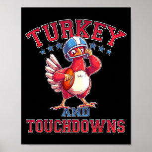 Thanksgiving Football Turkey & Touchdowns Game Poster