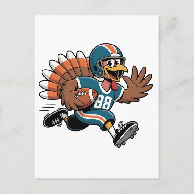 Thanksgiving Football Turkey Fantasy Football Invitation Postcard (Front)