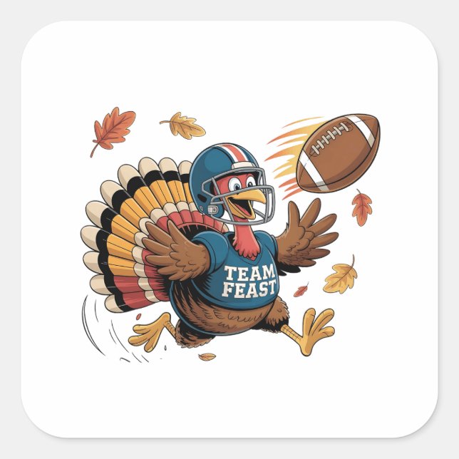 Thanksgiving Football Turkey Fantasy Football Square Sticker (Front)