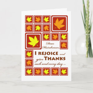 Thanksgiving for a Hairdresser Autumn Leaves Holiday Card