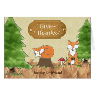 Thanksgiving for Girlfriend Scrapbooky Woods Foxes