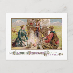 Thanksgiving for Gold Panners in 1849 California Holiday Postcard