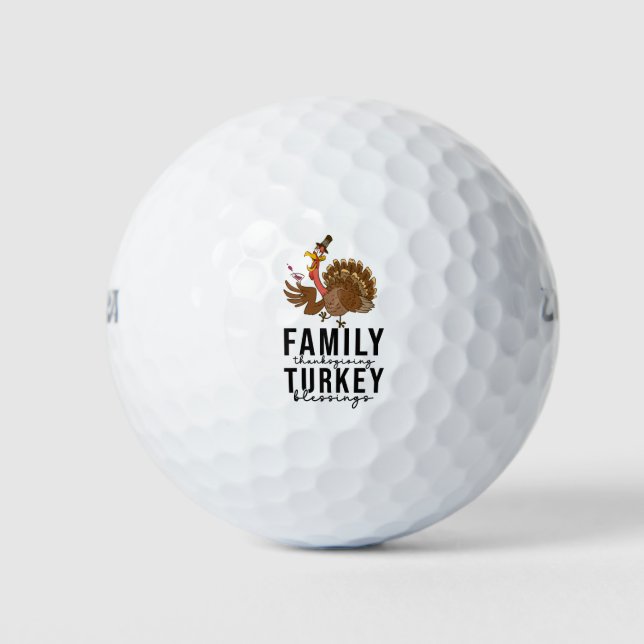 Thanksgiving for golfer with Cute turkey  Golf Balls (Front)