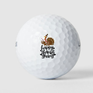 Thanksgiving for golfer with Cute turkey Golf Balls