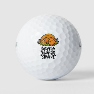 Thanksgiving for golfer with Cute turkey Golf Balls