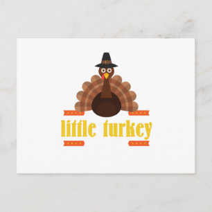 Thanksgiving for kids little turkey holiday postcard