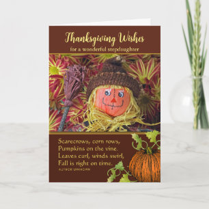 Thanksgiving for Stepdaughter Harvest Scarecrow Holiday Card