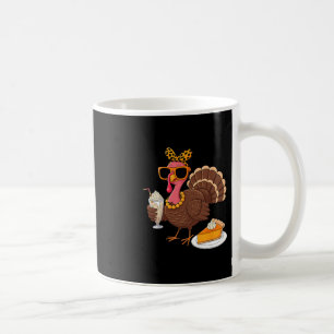 Thanksgiving For Women Turkey Drinking Coffee Leop Mug