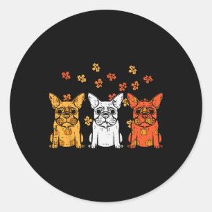 Thanksgiving French Bulldog Fall Frenchie Dog Men  Classic Round Sticker