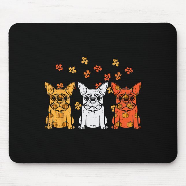 Thanksgiving French Bulldog Fall Frenchie Dog Men  Mouse Pad (Front)