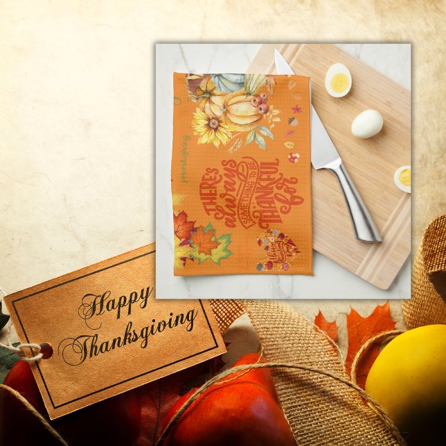Thanksgiving Friendsgiving Autumn on orange | Tea Towel (Creator Uploaded)