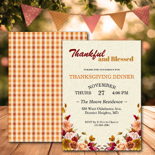 Thanksgiving Friendsgiving Dinner Florals Custom Invitation