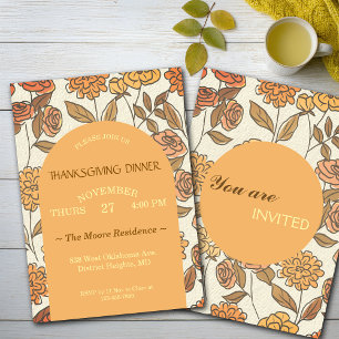 Thanksgiving Friendsgiving Dinner Florals Custom Invitation