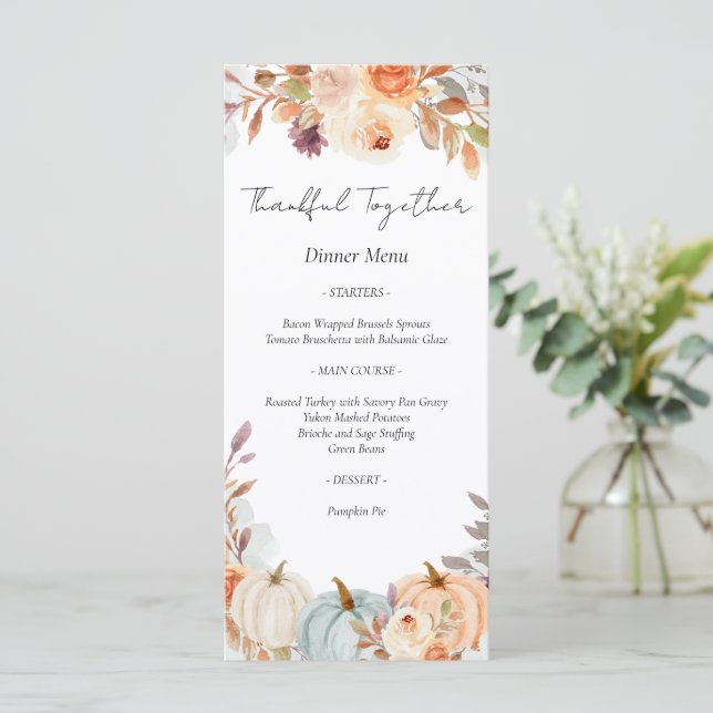 Thanksgiving Friendsgiving Dinner  Menu (Standing Front)