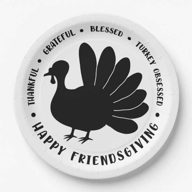 Thanksgiving Friendsgiving Fall Turkey | Holiday  Paper Plate (Front)