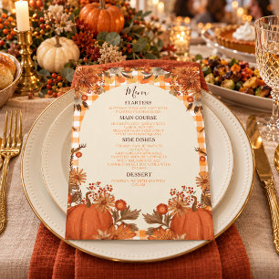 Thanksgiving Friendsgiving Menu Card Pumpkin