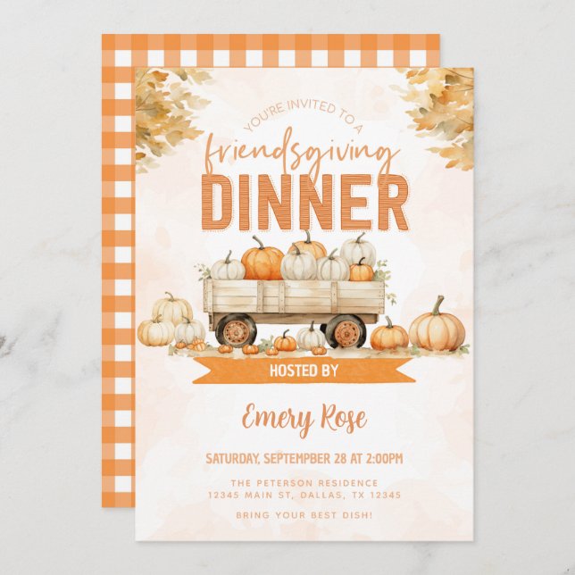 Thanksgiving Friendsgiving Potluck Dinner Invitation (Front/Back)