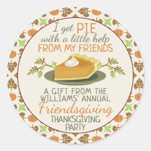 Thanksgiving Friendsgiving Pumpkin Pie Party Classic Round Sticker